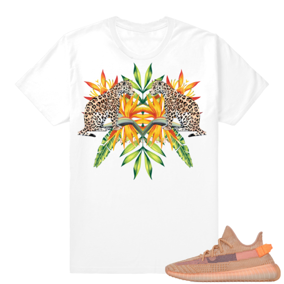 Yeezy 350 Clay | Tropical Leopards | White shirt