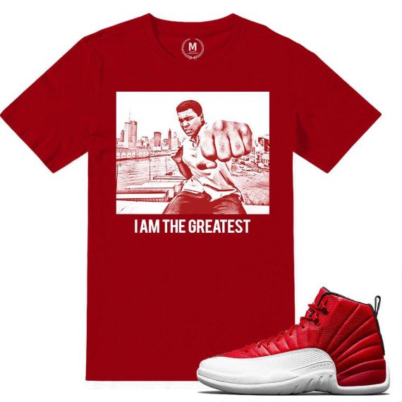 Match Gym Red 12 Jordan Retros | I Am The Greatest | Red T shirt