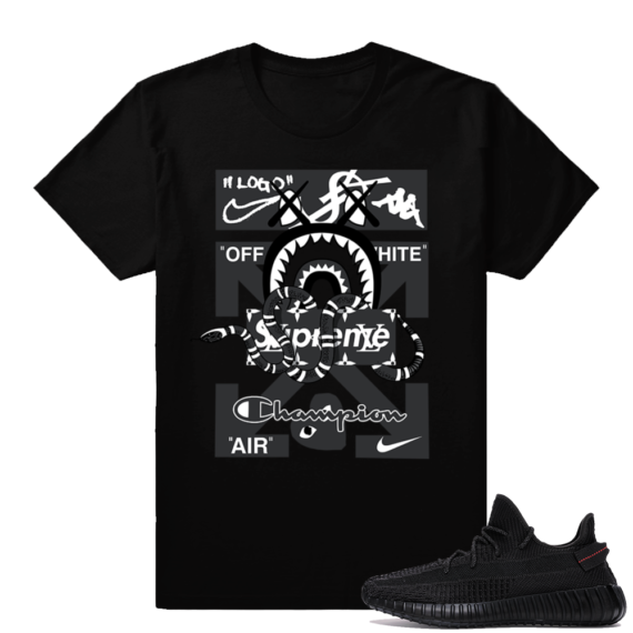 Yeezy Boost 350 V2 Black | Designer Mashup | Black Shirt