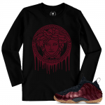 Match Maroon Foamposite | Medusa | Black Long Sleeve T shirt