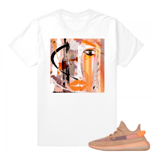 Yeezy 350 Clay | Abstract Art | White shirt