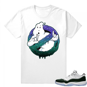 Sneaker tee shirt Jordan 11 Low Emerald Green Match  Ghost Buster 11s  White tee