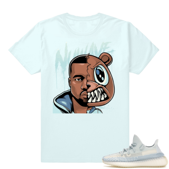 Yeezy Cloud White | Ye x Bear Faceoff | Light Blue Shirt