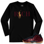 Match Maroon Foamposite | Country Club Rich | Black Long Sleeve T shirt