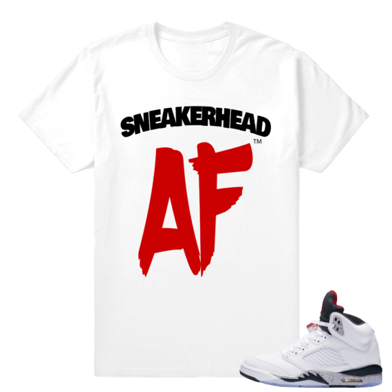 Sneakerhead Cement 5 T shirt - Sneakerhead As Fuck Logo - White