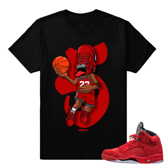 Sneakerhead - Jordan 5 Red Suede t shirt - Black