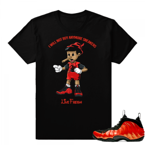 Sneakerhead Pinocchio Habanero Foams | Black shirt