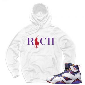 Jordan 7 Sweater Hoodie to match 'Country Club Rich' White Hoodie