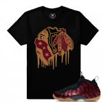 Match Maroon Foamposite | Black Hawks Drip | Black T shirt