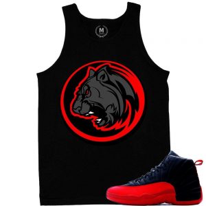 Match Flu Game 12 Jordan Retros | Black Panther | Black Tank Top Shirt