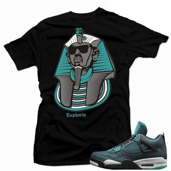 Teal 4s matching shirts sneaker tees |Coolin Pharaoh sneaker tees shirt Black | Streetwear Online