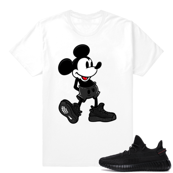 Yeezy Boost 350 V2 Black | Sneakerhead Mickey | White Shirt