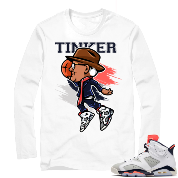 Tinker 6 infrared Jordan shirt | Air Tinker 6s | White Long Sleeve shirt