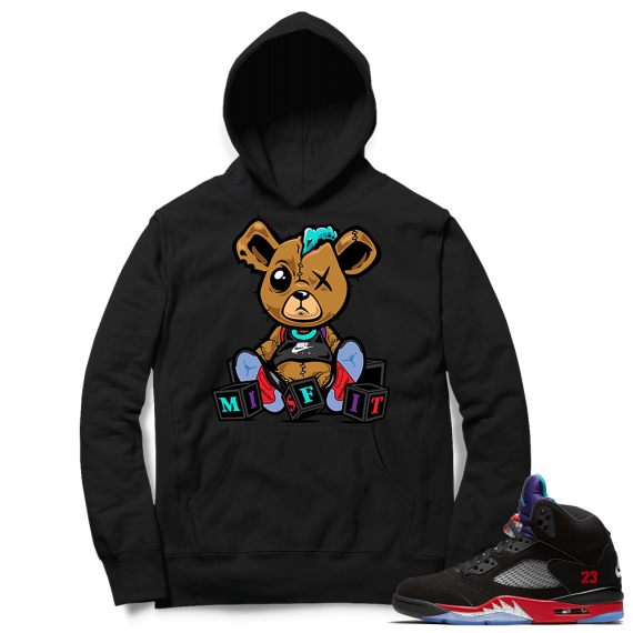 Top 3 5s Sneaker Hoodie - Black - Misift Teddy