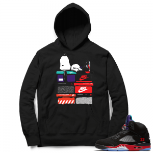 Top 3 5s Sneaker Hoodie - Black - Sneakerhead Snoopy