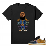 Travis Scott Nike Air Force 1 shirt black - Nipsey Hussle Toon