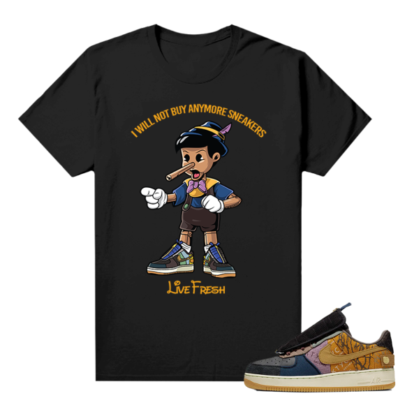 Travis Scott Nike Air Force 1 shirt black - Sneakerhead Pinocchio