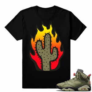 Travis Scott Jordan 6 Black Shirt - Cactus Flame