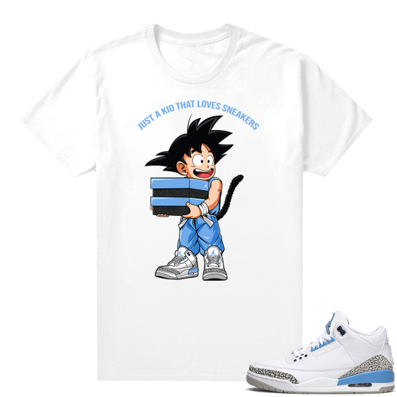 UNC 3 Jordan shirt to match sneakers - White - Just A Kid