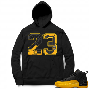 University Gold 12s Sneaker Hoodie - Black - 23