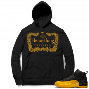 University Gold 12s Sneaker Hoodie - Black - Hennything