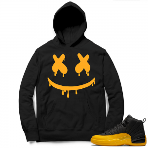 University Gold 12s Sneaker Hoodie - Black - Smiley Drip