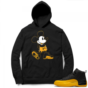 University Gold 12s Sneaker Hoodie - Black - Sneakerhead Mickey