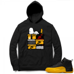 University Gold 12s Sneaker Hoodie - Black - Sneakerhead Snoopy