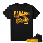 University Gold 12s matching shirt - Black - DAAAMN