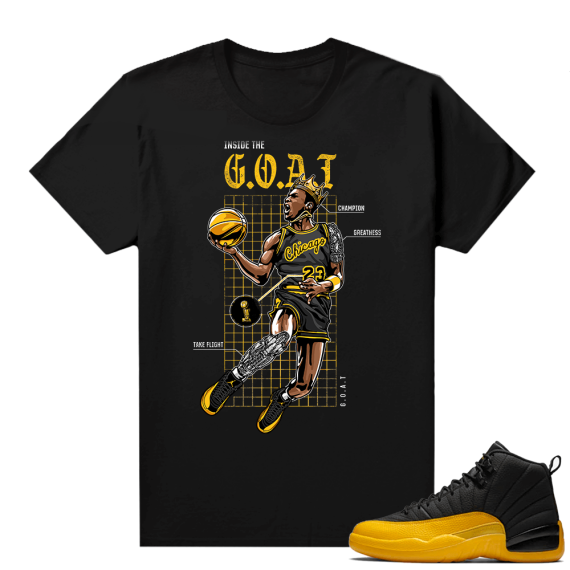 Shirts to match Jordans 12 University Gold - Black - Goat Blue Print