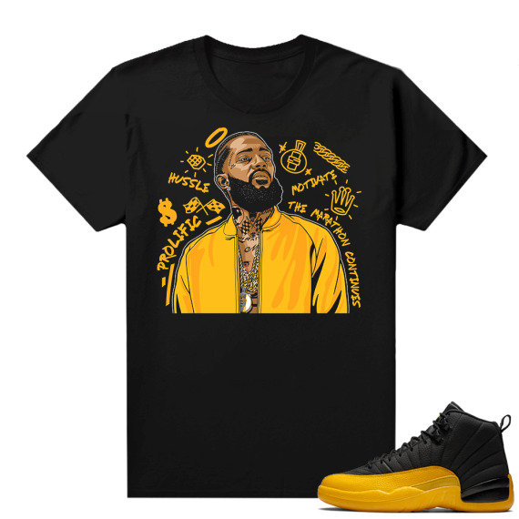 Sneaker shirts University Gold 12s - Black - Nipsey Tribute