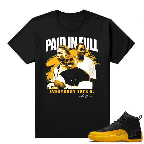 Sneaker shirts Jordan 12 University Gold - Black - Paid In Full Movie Vintage