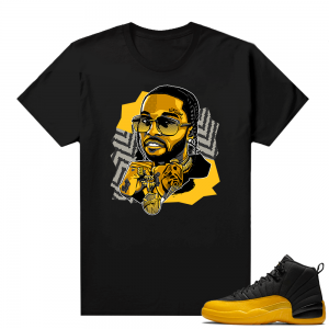 T shirt to match University Gold 12s - Black - The Woo