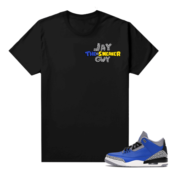 Varsity Royal Cement 3s shirt - Black - Jay The Sneaker Guy Channel