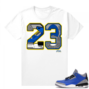 Varsity Royal Cement 3s shirt - White - 23 Swapped Edition