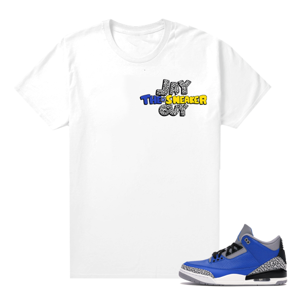 Varsity Royal Cement 3s shirt - White - Jay The Sneaker Guy Channel