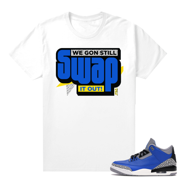 Varsity Royal Cement 3s shirt - White - Still Swap