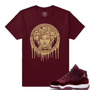 Match Jordan 11 Velvet GS | Medusa Drip | Maroon T shirt