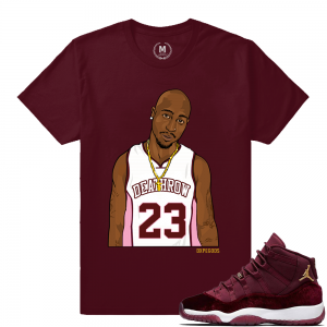 Match Jordan 11 Velvet GS | Tupac Deathrow Jersey | Maroon T shirt