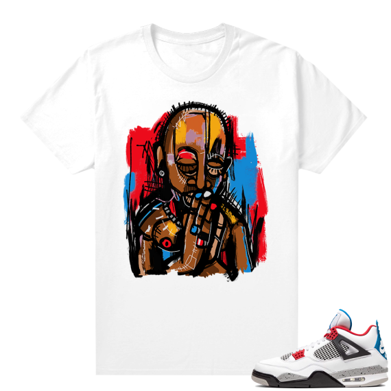 WHAT THE 4s shirt White - Abstract Art 2Pac