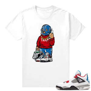 WHAT THE 4s shirt White - Ski Mask Trap Bear