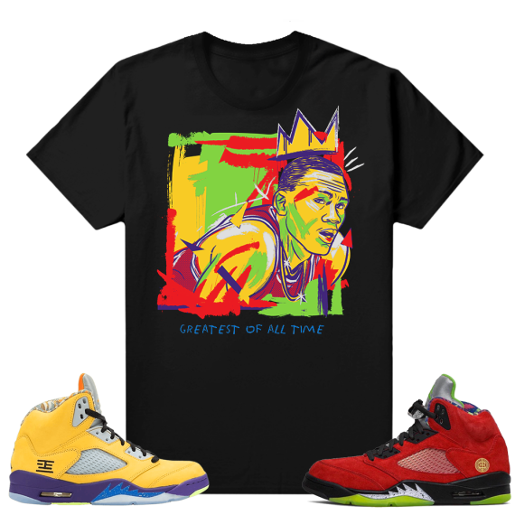 What the 5s Jordan Matching Sneaker Tees Shirts - Black - Goat Basquiat