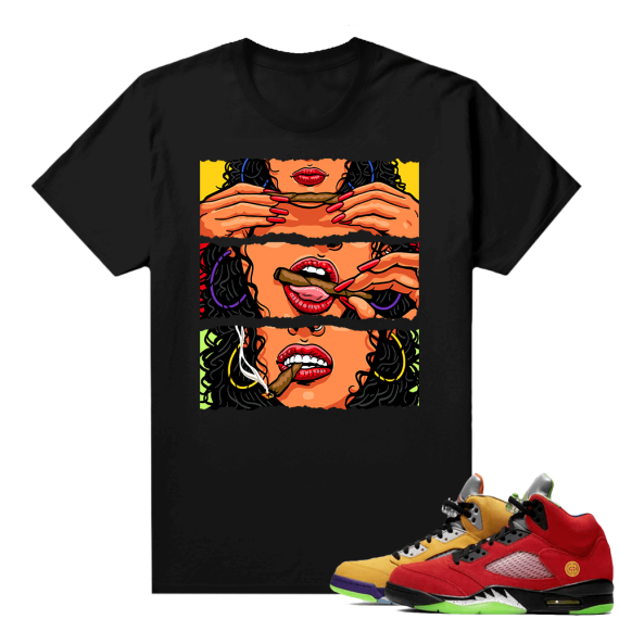 What the 5s Jordan Sneaker Tee Shirts - Black - Get Lit