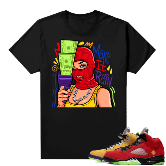 What the 5s Jordan Sneaker Tee Shirts - Black - Make It Rain