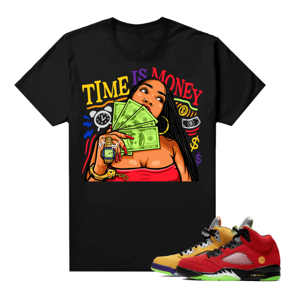 What the 5s Jordan Sneaker Tee Shirts - Black - Time Is Money