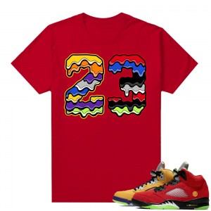 What the 5s Jordan Sneaker Tee Shirts - Red - 23 Drip