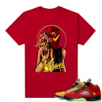 What the 5s Jordan Sneaker Tee Shirts - Red - By Any Means