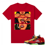 What the 5s Jordan Sneaker Tee Shirts - Red - Get Lit