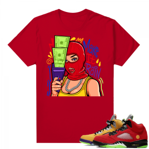 What the 5s Jordan Sneaker Tee Shirts - Red - Make It Rain