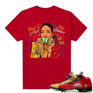 What the 5s Jordan Sneaker Tee Shirts - Red - Move In Silence